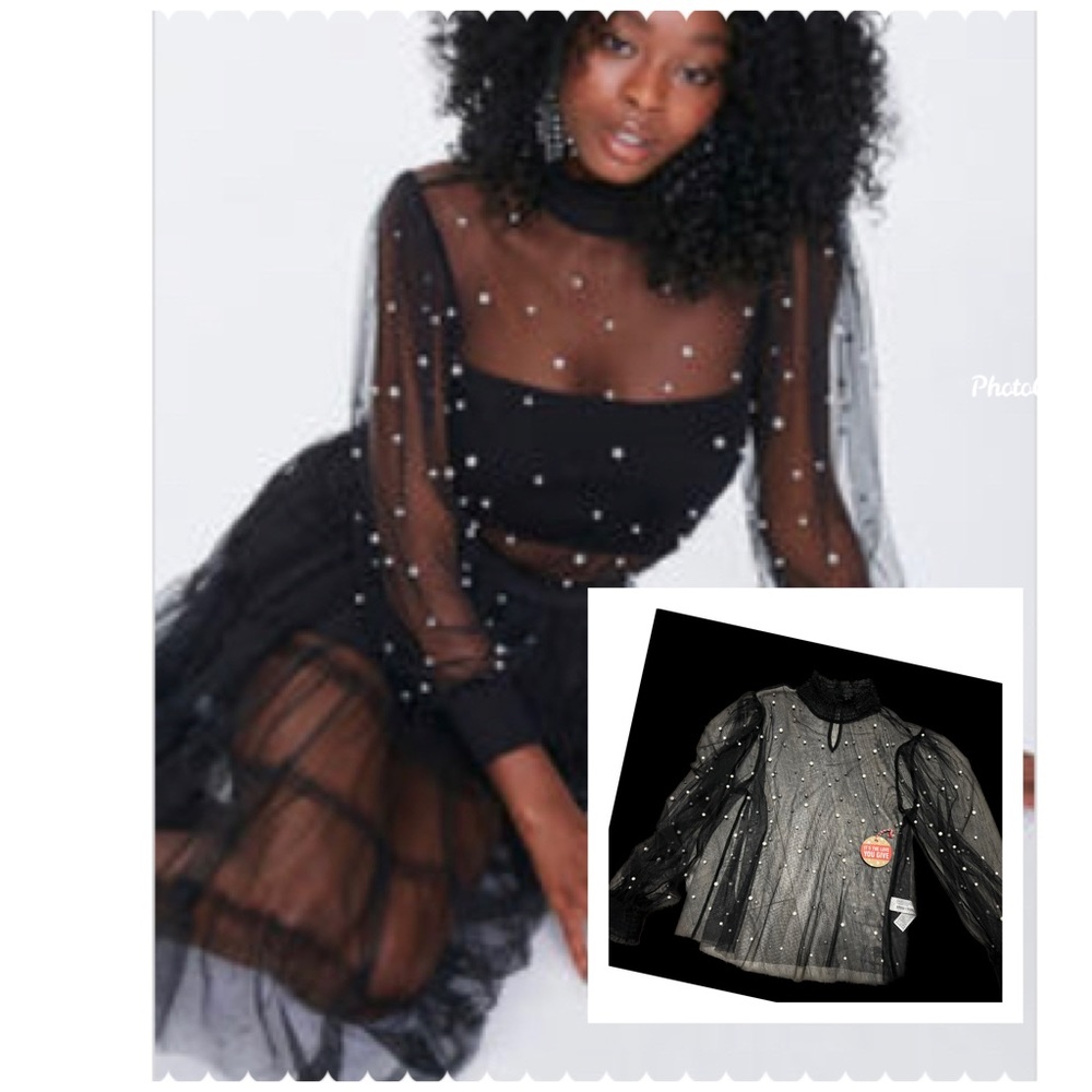 Sheer Faux Pearl Top. Brand new!